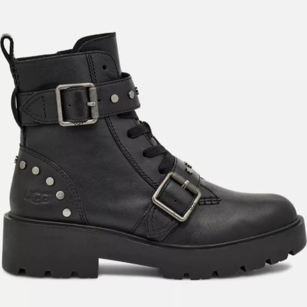 SALE 💖 UGG Black Combat Moto Boots with Buckles and Studs